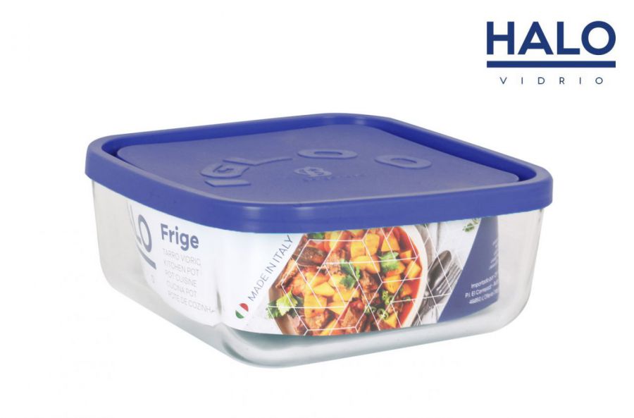 Jarro Quadr. Herm. C/Tampa Turquesa 15cm Frige — referência FM-13243222