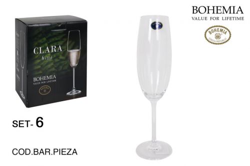 Set 6 Taças Champagne 220cc Clara