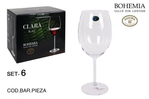 Set 6 Taça De Vinho Bohemia 580cc Clara — referência 6344S03258