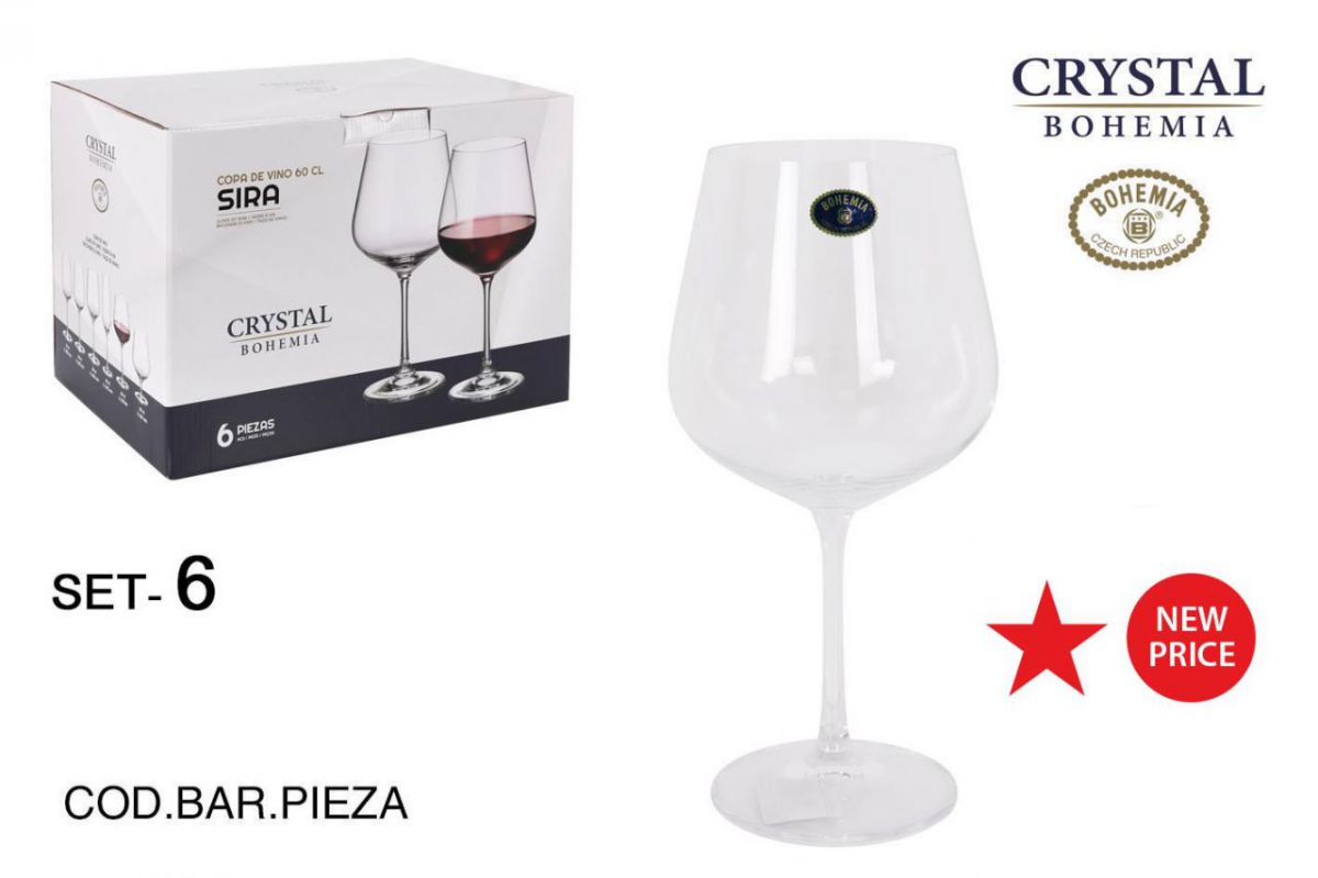 Set 6 Taça De Vinho Bohemia 600cc Sira — referência 6341SF7360