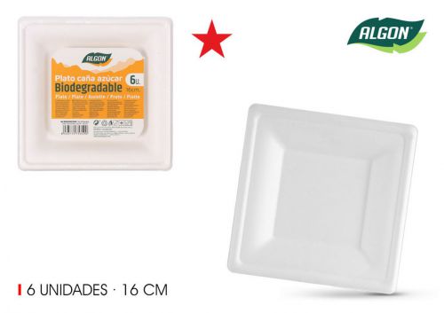 Set6 Placa Quadrada Bio. 16cm Algon — vista 1