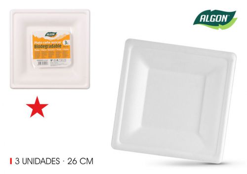 Set3 Placa Quadrada Bio. 26cm Algon — referência BA01054375353