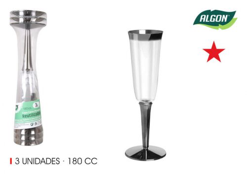Conjunto3 Copo De Cava P+boca Prata 180 Algon — vista 1