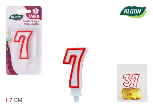 Vela Branca Com Borda Vermelha 7cm N 7 Algon — vista 1