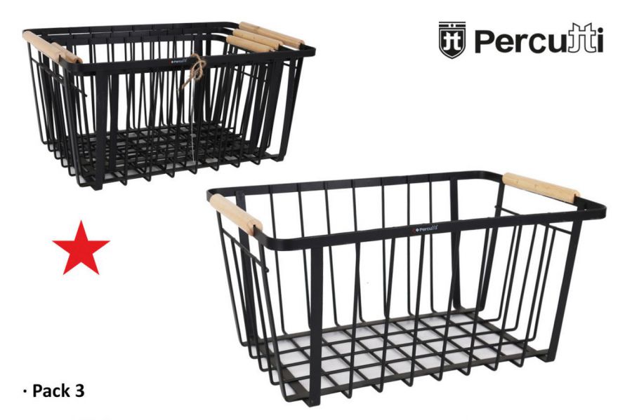 Y Set 3 Cestas Percutti Organizer — referência MKT02956INT