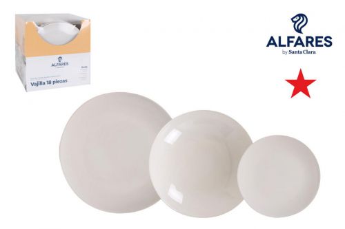 Y Vajilla 18pcs Onda Ivory Brillo  Redonda