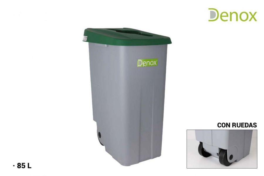 Cubo Basura Reciclaje 85l. Abierto Verde Denox — referência KT23240553