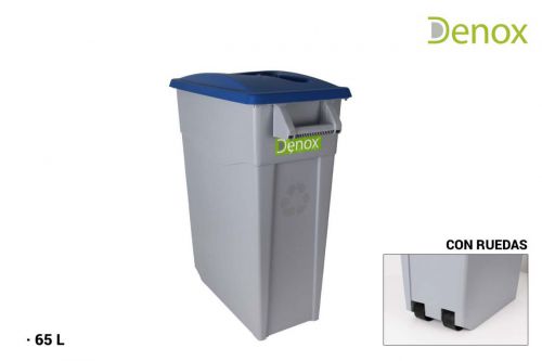 Cubo Basura Reciclaje 65l. Abierto Azul Denox — vista 1