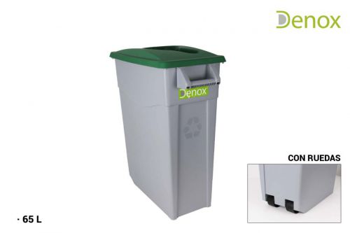 Cubo Basura Reciclaje 65l. Abierto Verde Denox — vista 1