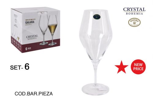 Set 6 Taça De Vinho Bohemia 510cc Galax — referência 6341SI9751