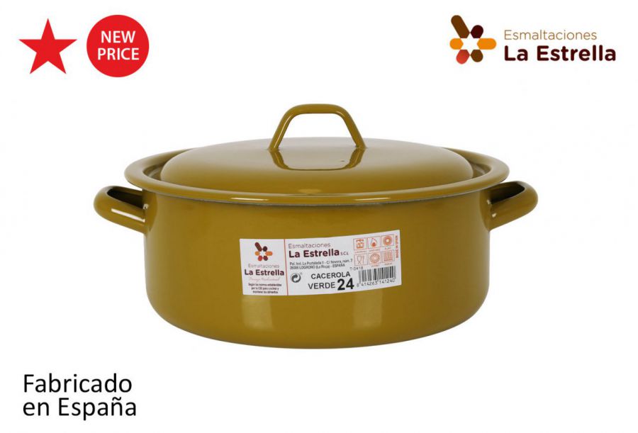 Y Cacerola Esmaltada C/Tapa 24cm Verde — referência 217140124