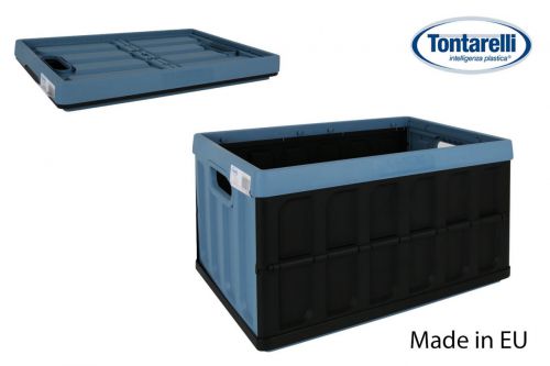 Caixa Dobravel C/Tapa 46l Preto/Azul — vista 1