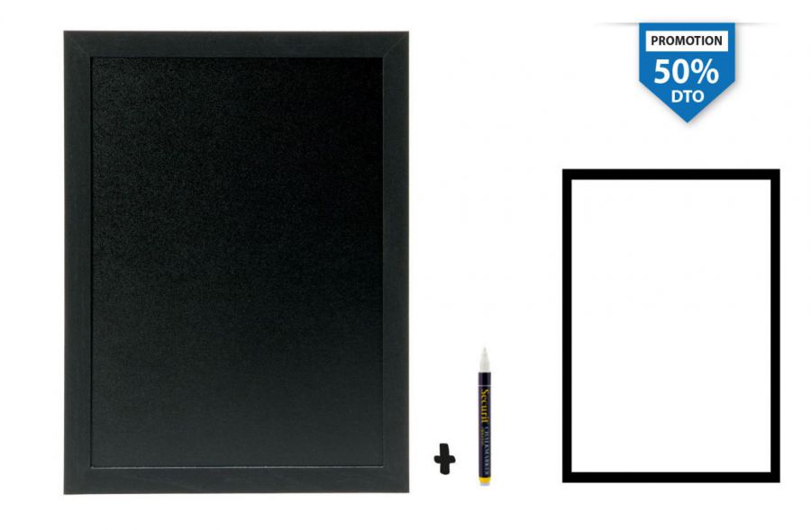 50 Pizarra Pared Negra Woody+marcador Tiza