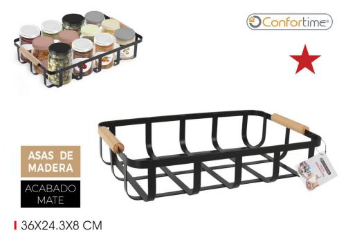 Cesta Armazenamento Metal/Madeira Confortime — vista 1