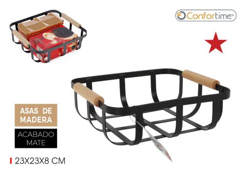 Cesta Armazenamento Metal/Madeira Confortime — referência BY01017875846