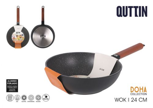 Wok 24cm Alum. Forj. Completo Doha Quttin — referência QT-878DH224