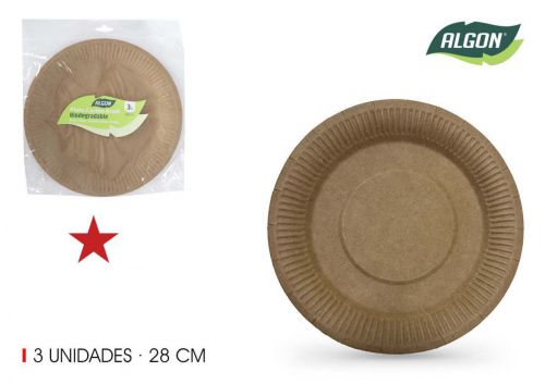 Set3 Placa De Cartao Redondo 28cm Algon — vista 1