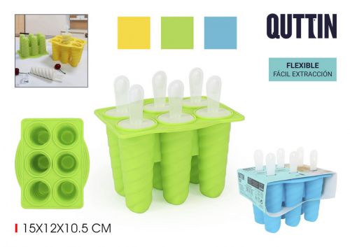 Molde Para 6 Gelados De Silicone Quttin