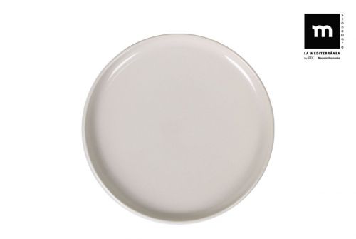 Prato Redondo 25cm Marfim Nórdico Brilhante