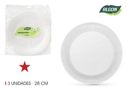 Set3 Placa Redonda De Caixa Natural De 28cm Algon — vista 1