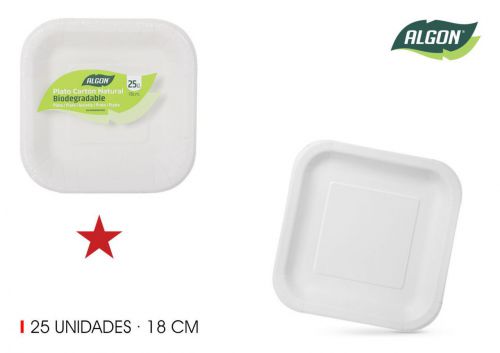 Set25 Placa Quadrada De Cartao Natural 18cm Algon