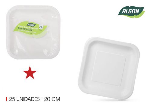Set25 Placa Quadrada De Cartao Natural 20cm Algon — vista 1