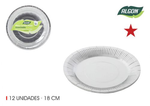 Set12 Placa De Cartao Prata Redondo 18cm Algon — vista 1