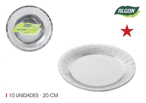 Set10 Placa De Cartao Prata Redondo 20cm Algon — referência BA01054077000