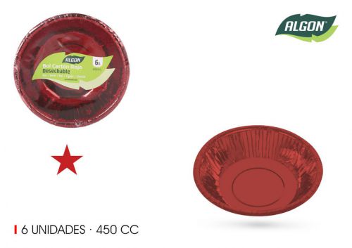Tigela  De Cartao Vermelho Brilhante Redondo 450cc — vista 1