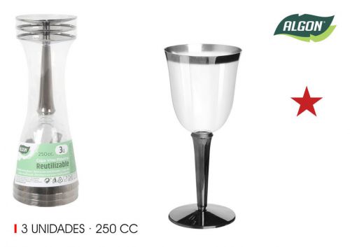 Conjunto3 Copo De Vinho De P+boca Prata 250 Algo — vista 1