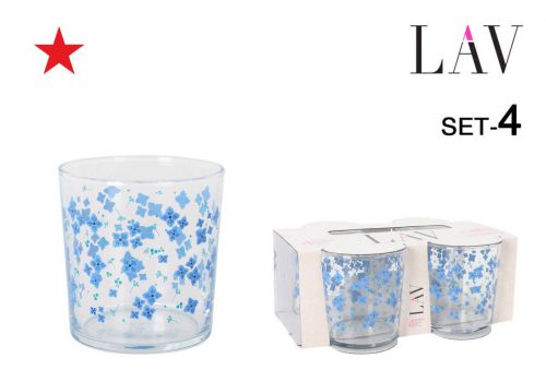 Y Bdg386sb1578 Set 4 Vasos Pinta 340cc Flores — vista 1
