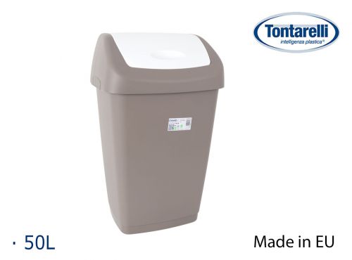 Lixeira Cinza De 50 Litros Com Tampa Branca. Auror — vista 1