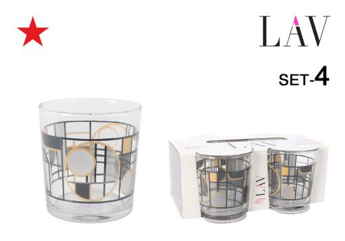 Ybdg386sb4942 Set 4 Vasos Pinta 340cc Abstrac — referência DE20011