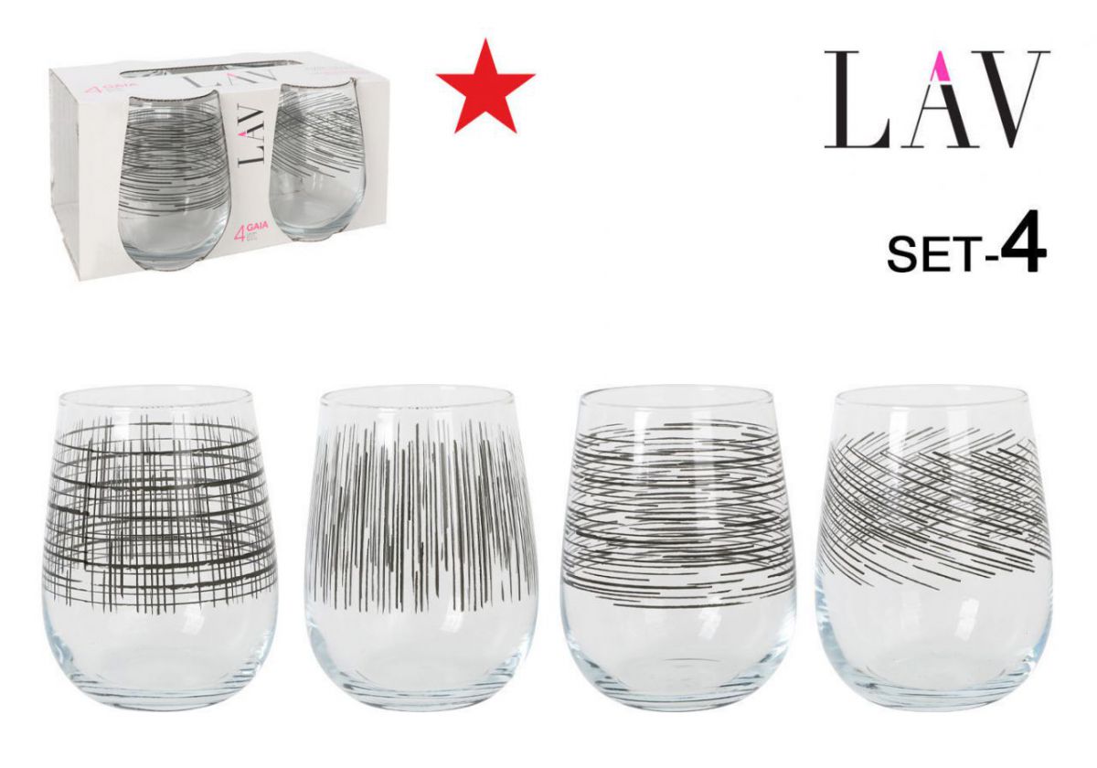 Ygai365ub4046 Set 4 Vasos 475cc Gaia Bl.lines — referência DR10952
