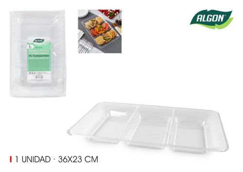 Tabuleiro De Plastico Com 3 Compartimentos Transpa — referência BA01054376389