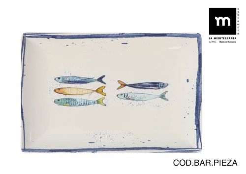 Travessa Retangular 30x20cm Peixe Elite Gloss — referência PEI2500430