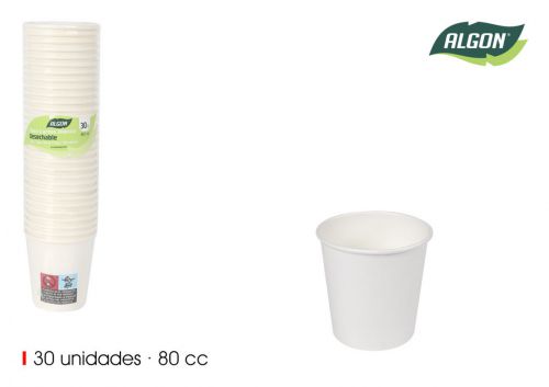 Set30 Copo De Cartao Branco 80cc Algon — referência BA01054077025