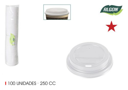 Set100 Tampas Com Furo Para Copos De Cafe 250cc A — vista 1