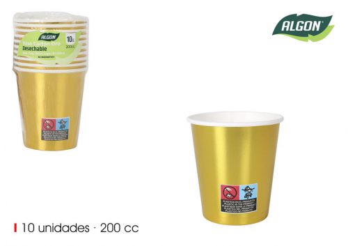 Set10 Copo De Cartao Ouro 200cc Algon