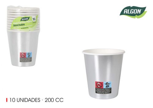 Set10 Copo De Cartao Prata 200cc Algon — vista 1