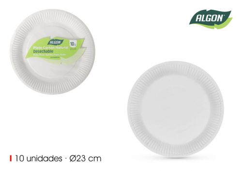 Set10 Placa Redonda De Caixa Natural De 23cm Algo — vista 1