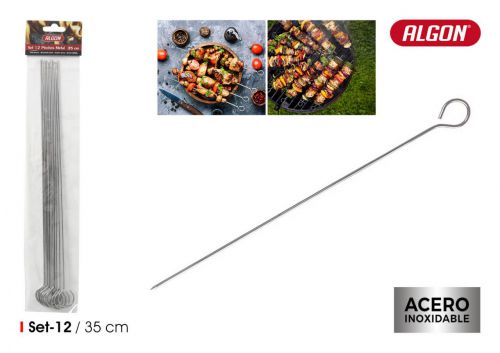Set12 Espeto Plano 35cm Algon Bbq — referência BY01012377718
