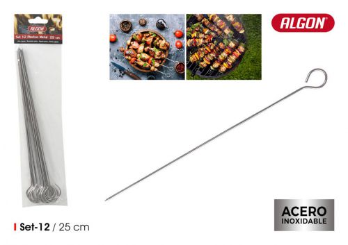 Set12 Espeto Plano 35cm Algon Bbq — vista 1