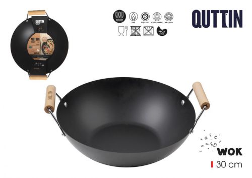 Frigideira Wok Com Cabo De Madeira Quttin — vista 1