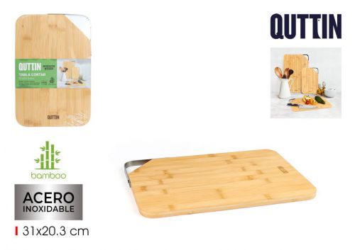 Tabua De Cortar Em Bambu Com Pega Metalica Quttin