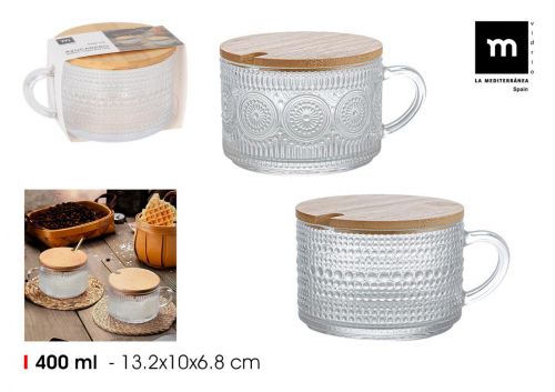 Açucareiro De Vidro Com Tampa De Bambu La Mediterr — vista 1