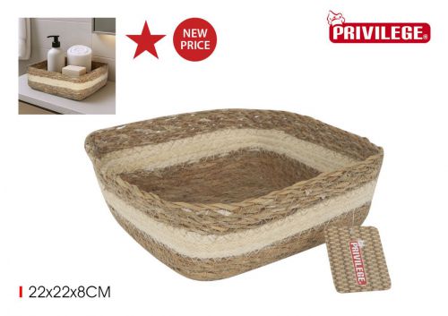 Ycesta Conica Mimbre Cuadrada  22x22x8cmprivil
