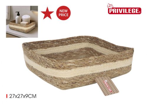 Ycesta Conica Mimbre Cuadrada  27x27x9cmprivil — vista 1