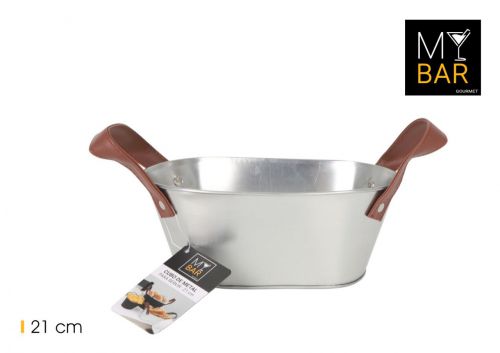 Balde De Metal Rectangular Com Pegas De Couro My B