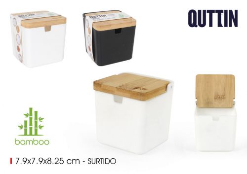 Distribuidor De Açucar E Sal Com Tampa De Bambu Qu — vista 1